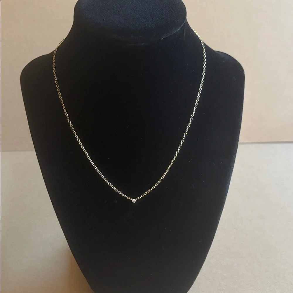 Gold toned Necklace with minimalist gemstone design clasp closure NEW
